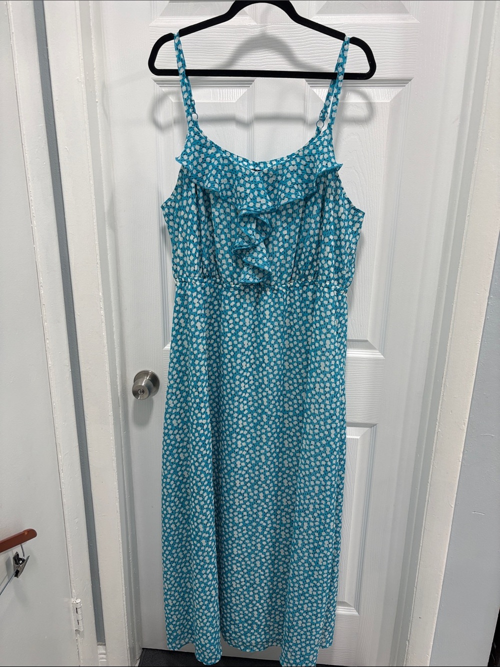 Lane Bryant Teal Floral Ruffle Strap Maxi Dress 22/24